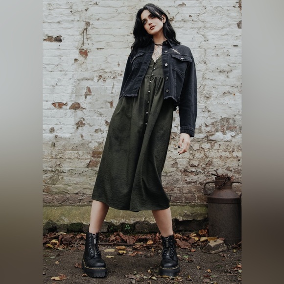 Disturbia Olive Green Midi Dress - Picture 2 of 8